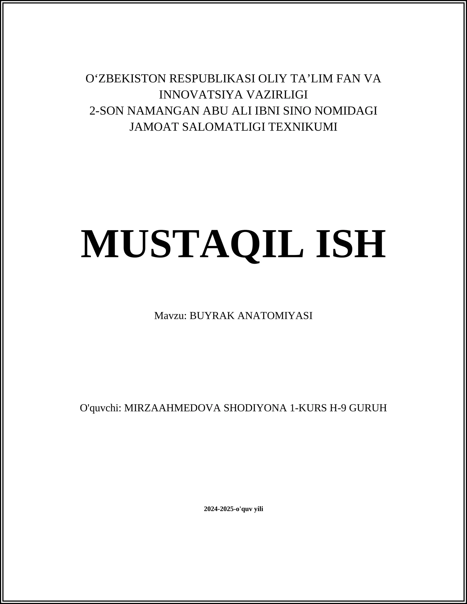 BUYRAK ANATOMIYASI