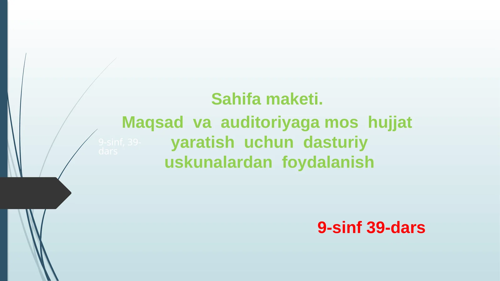 9-sinf, 39-dars Sahifa maketi
