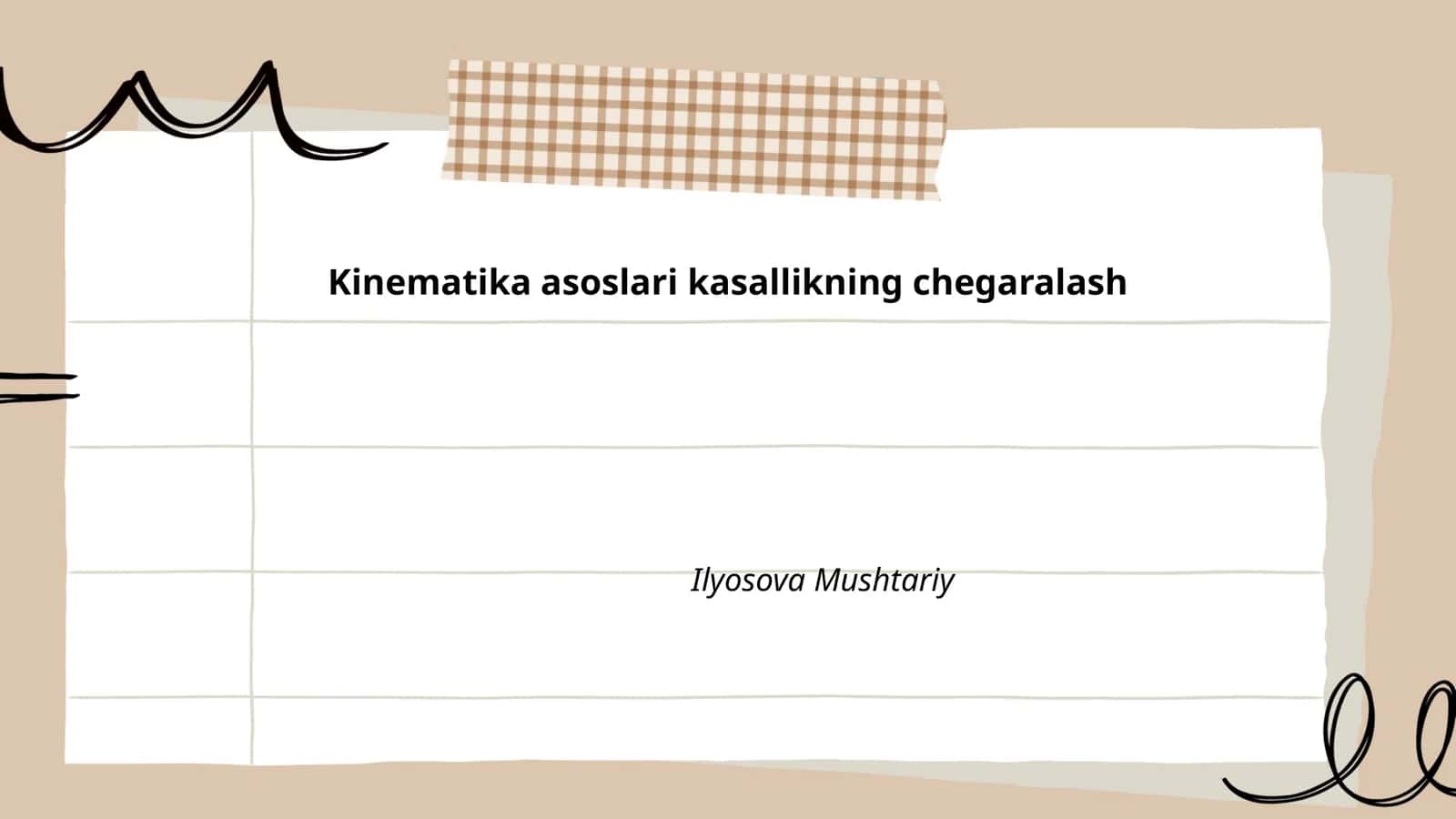 Kinematika asoslari kasallikning chegaralash