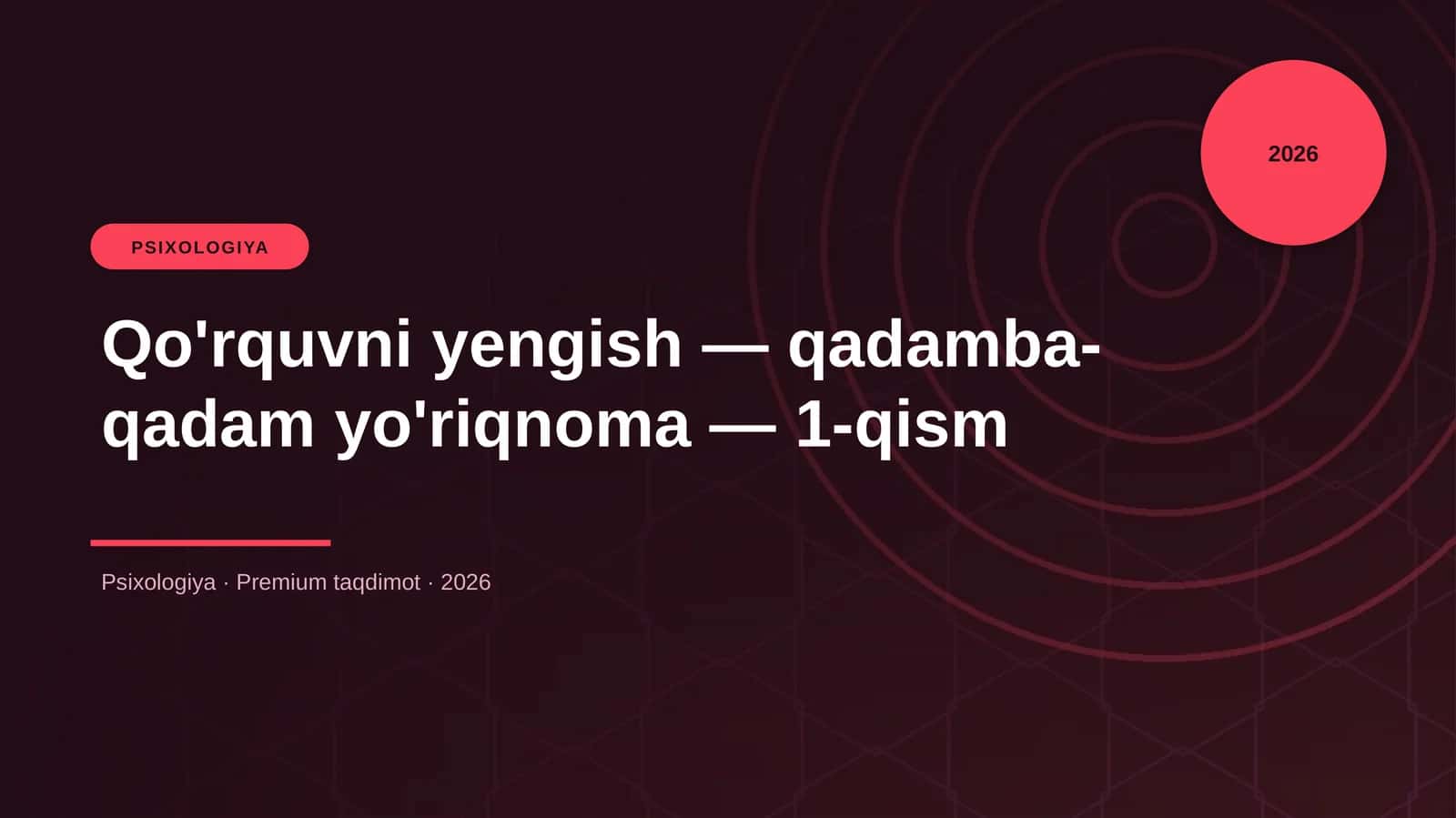 Qo'rquvni yengish — qadamba-qadam yo'riqnoma — 1-qism