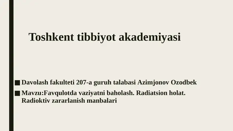 Toshkent Tibbiyot Akademiyasi Davolash Fakulteti