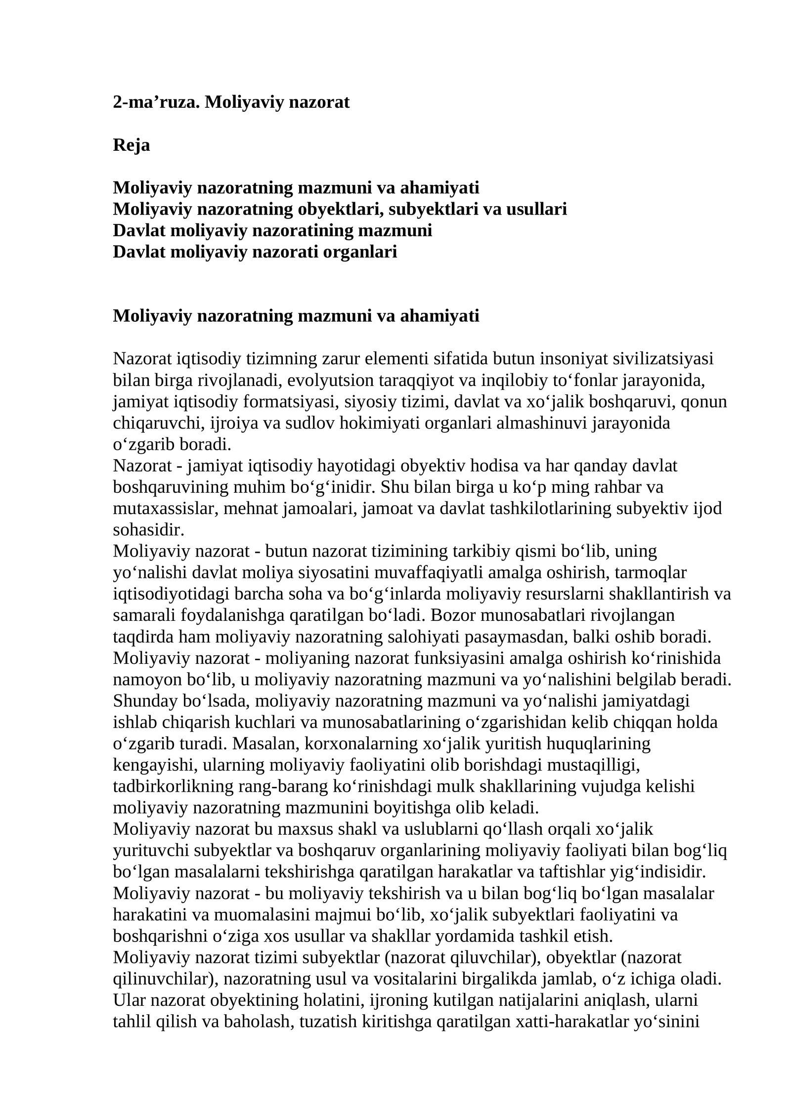Moliyaviy nazorat