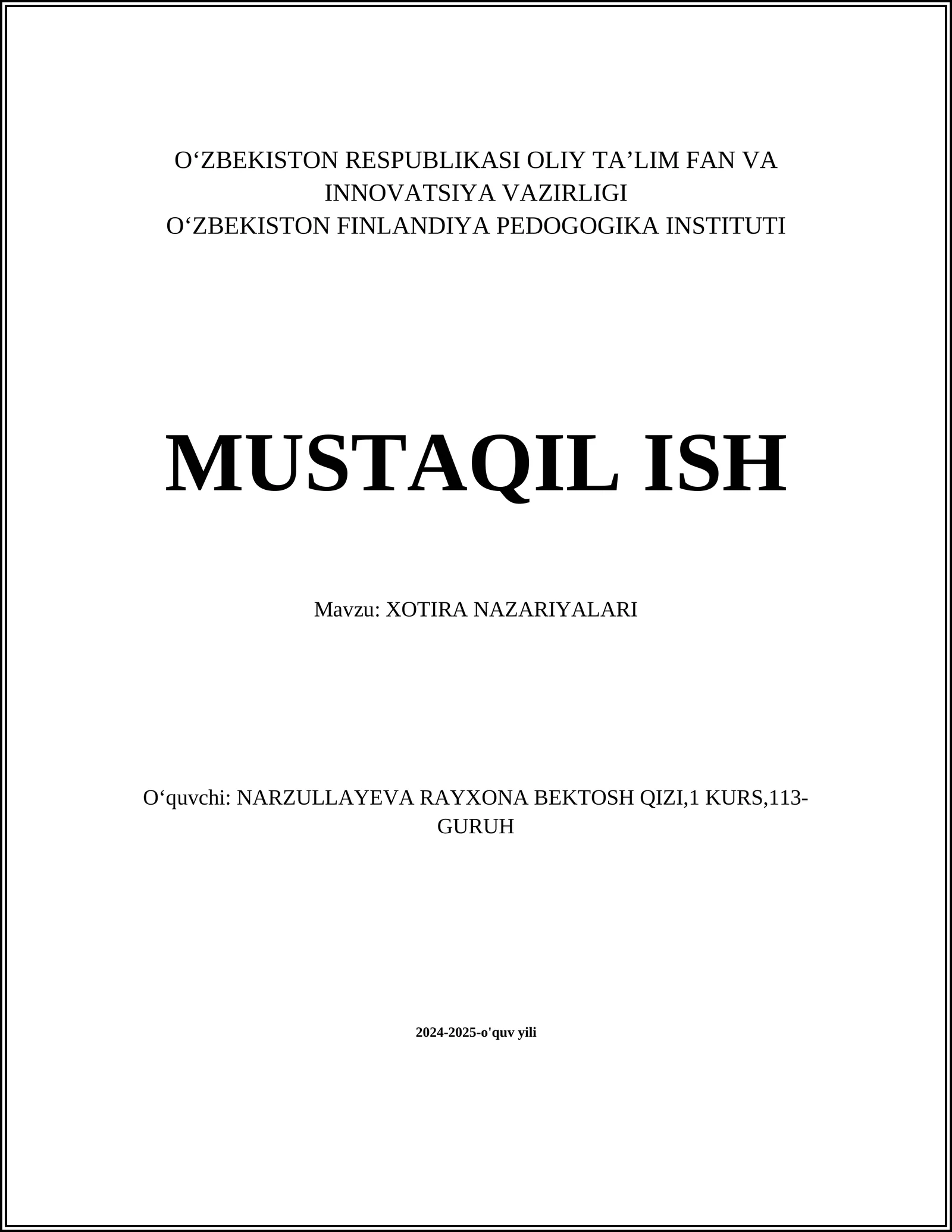 XOTIRA NAZARIYALARI