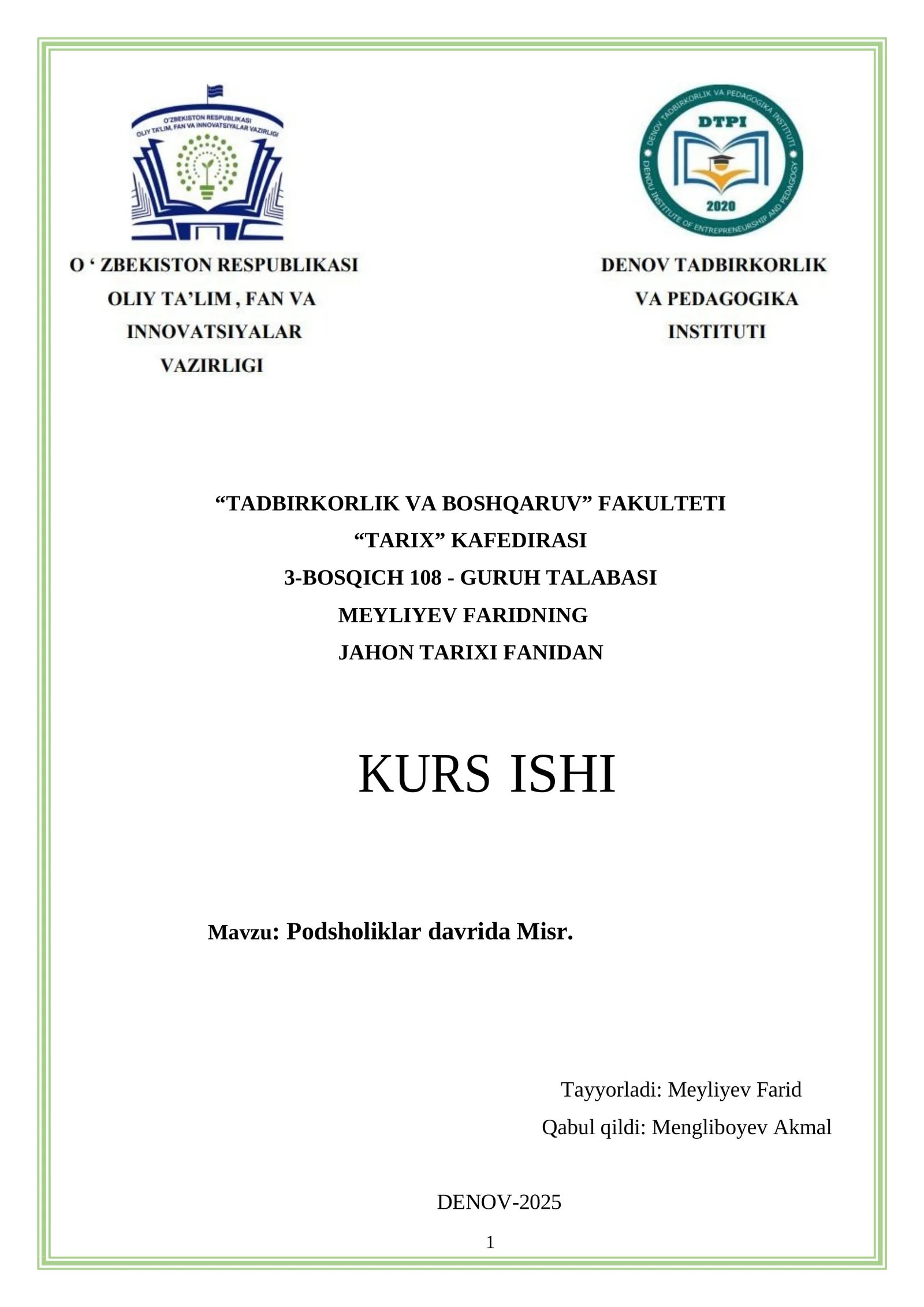 Podsholiklar davrida Misr