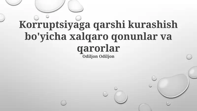 Korruptsiyaga qarshi kurashish bo'yicha xalqaro qonunlar va qarorlar