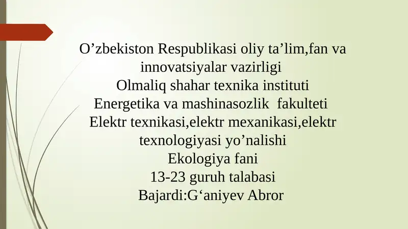 Elektr texnikasi, elektr mexanikasi, elektr texnologiyasi yo'nalishi