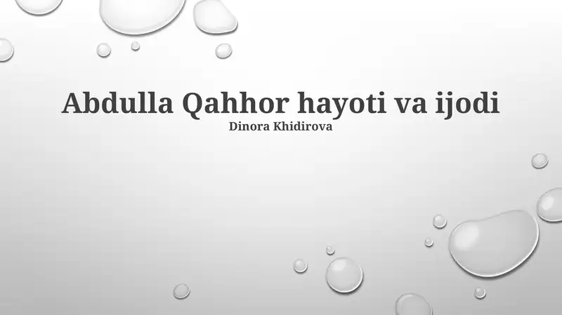 Abdulla Qahhor hayoti va ijodi