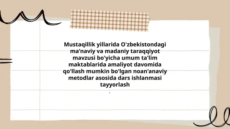Ma'naviy va madaniy taraqqiyot mavzusi