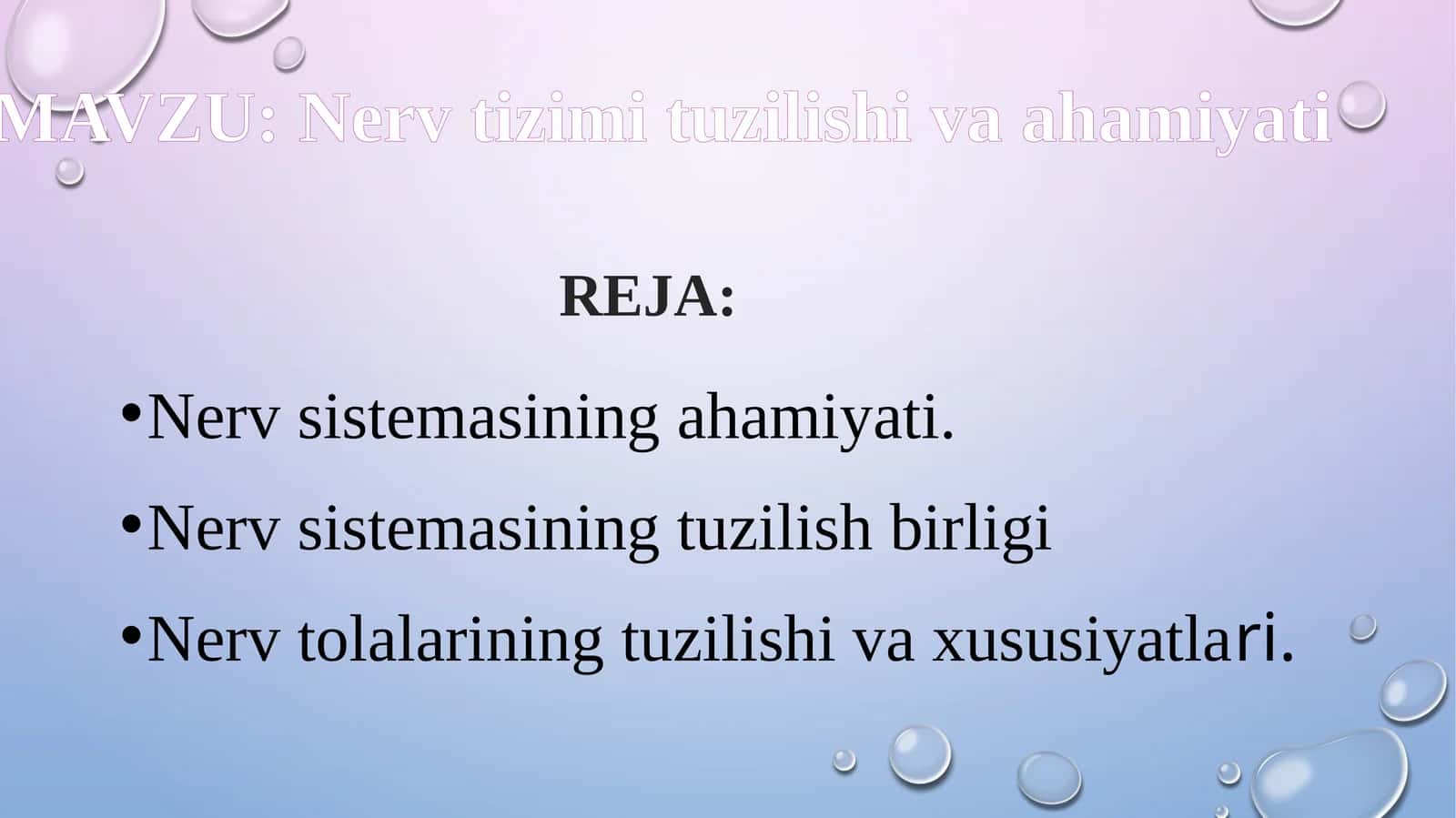 Nerv sistemasining ahamiyati