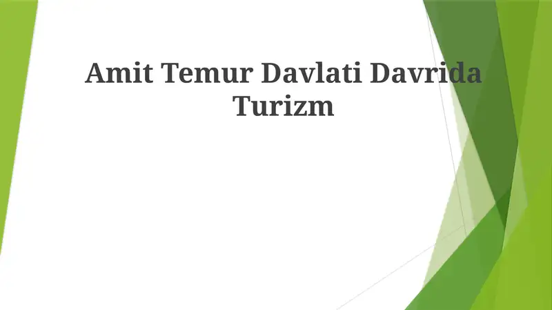 Amit Temur Davlati Davrida Turizm