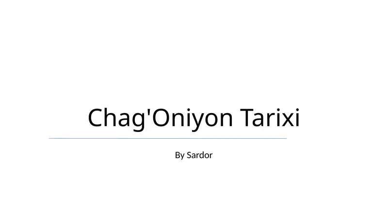 Chag'Oniyon Tarixi