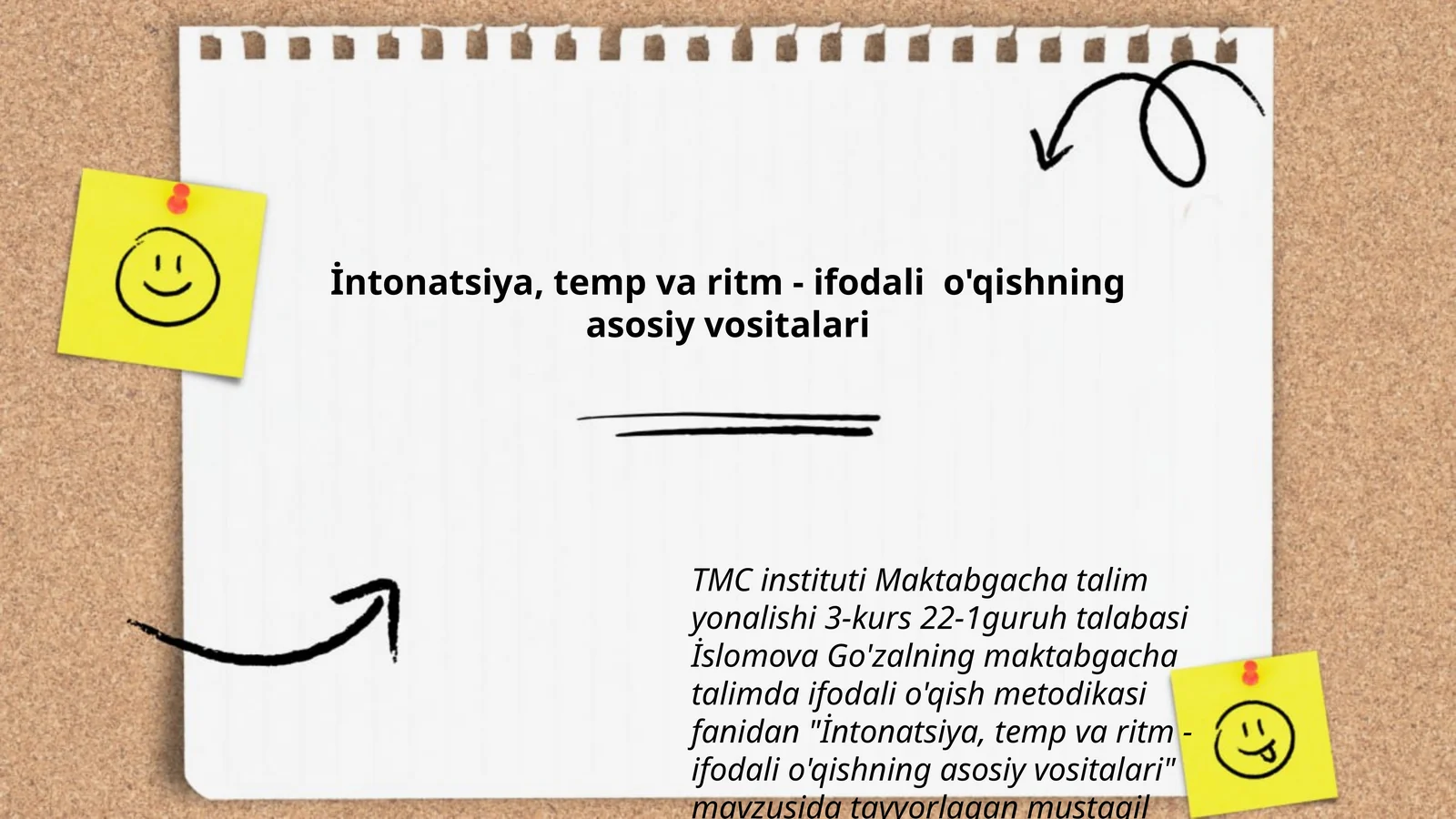 İntonatsiya, temp va ritm - ifodali o'qishning asosiy vositalari
