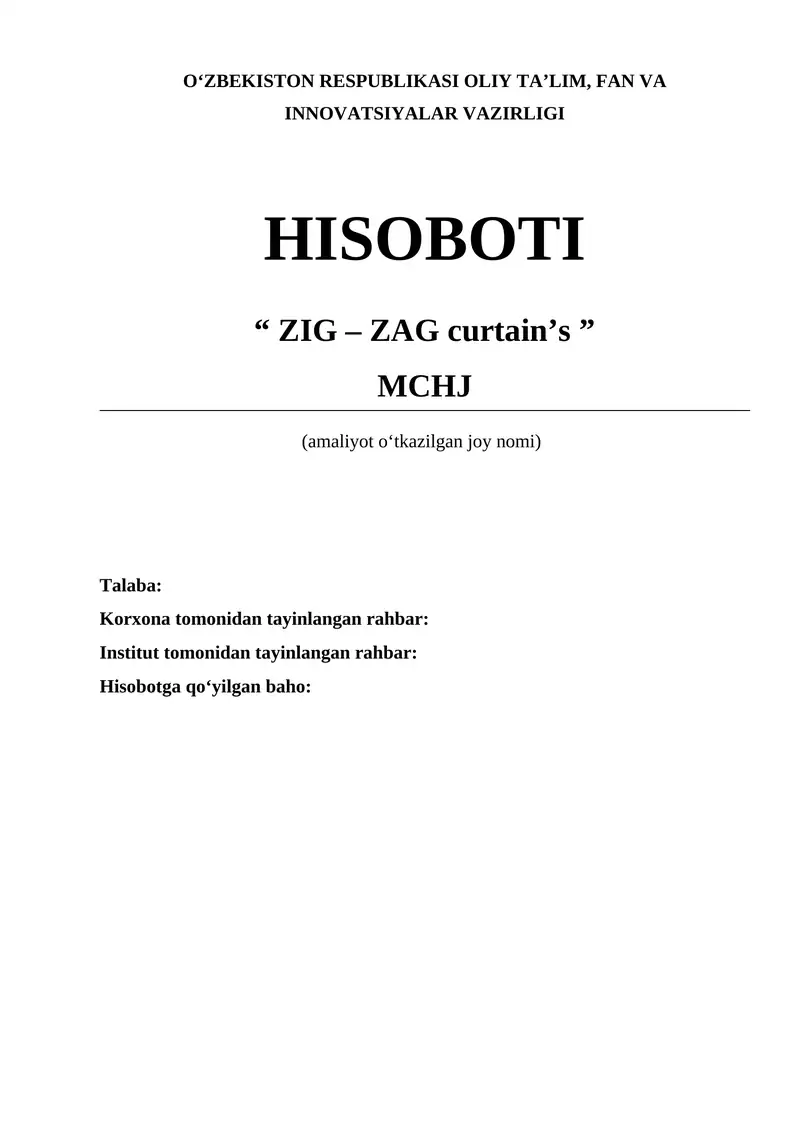 Hizmat ko'rsatishda Amaliyot hisoboti