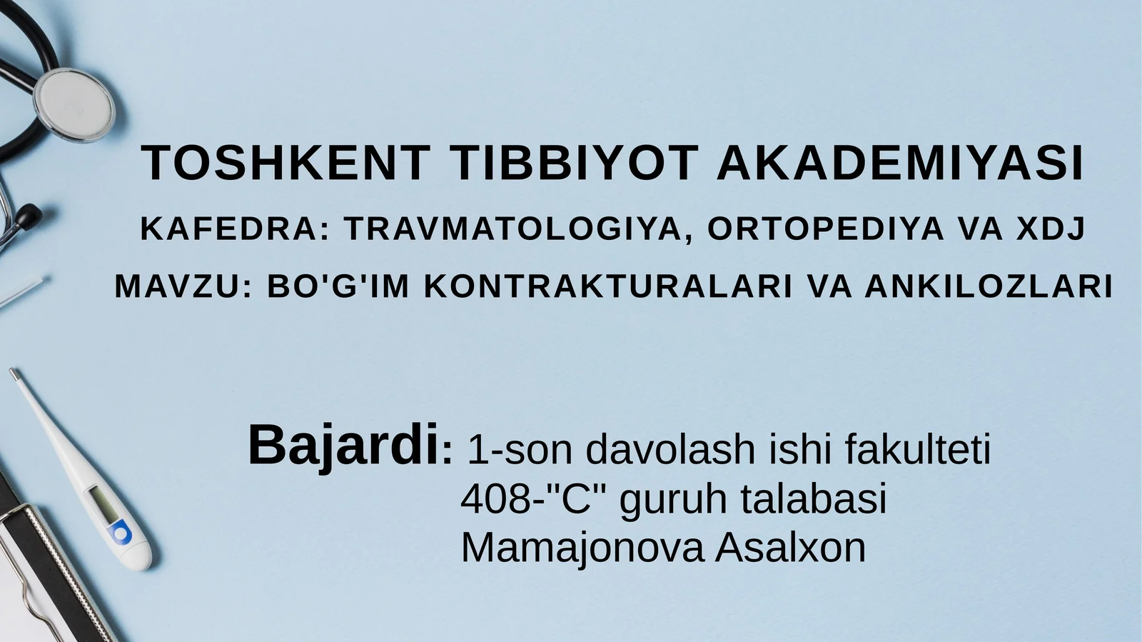 BO'G'im kontrakturalari va ankilozlari