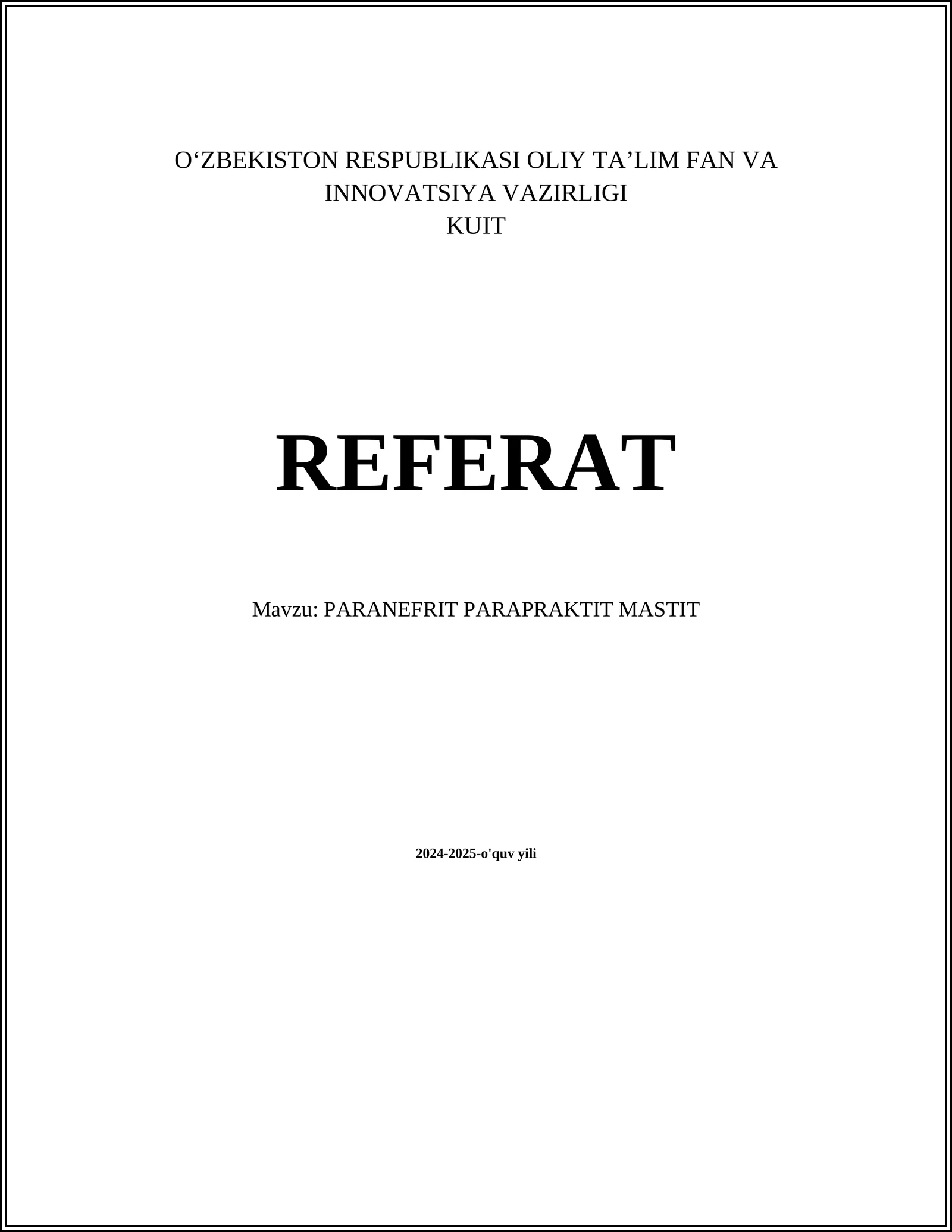 PARANEFRIT PARAPRAKTIT MASTIT