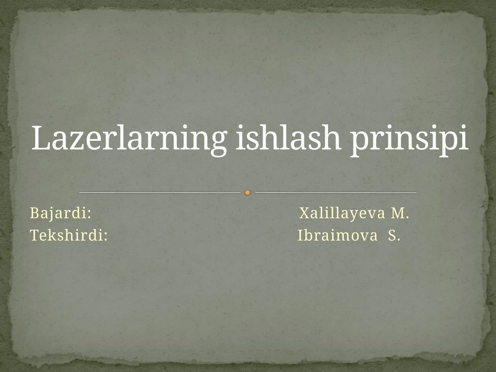 Lazerlarning ishlanish prinsipi