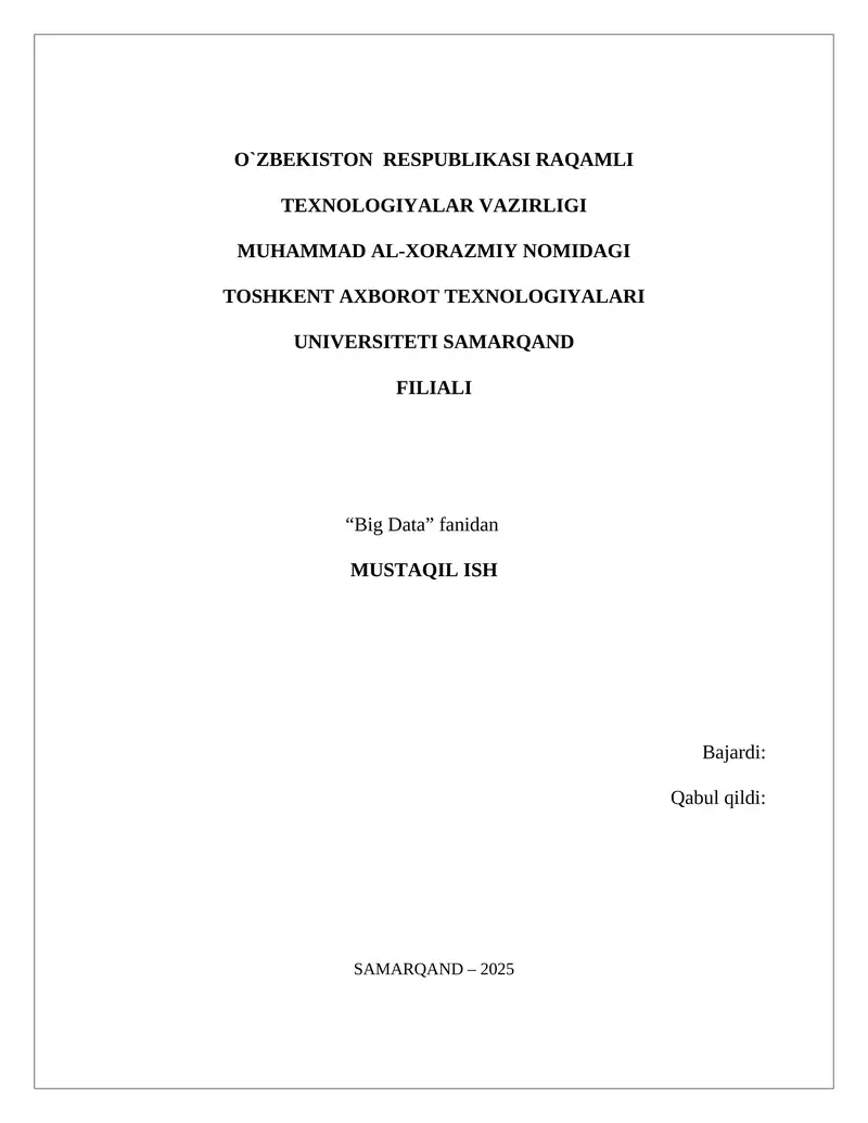 Deep learning mustaqil ish