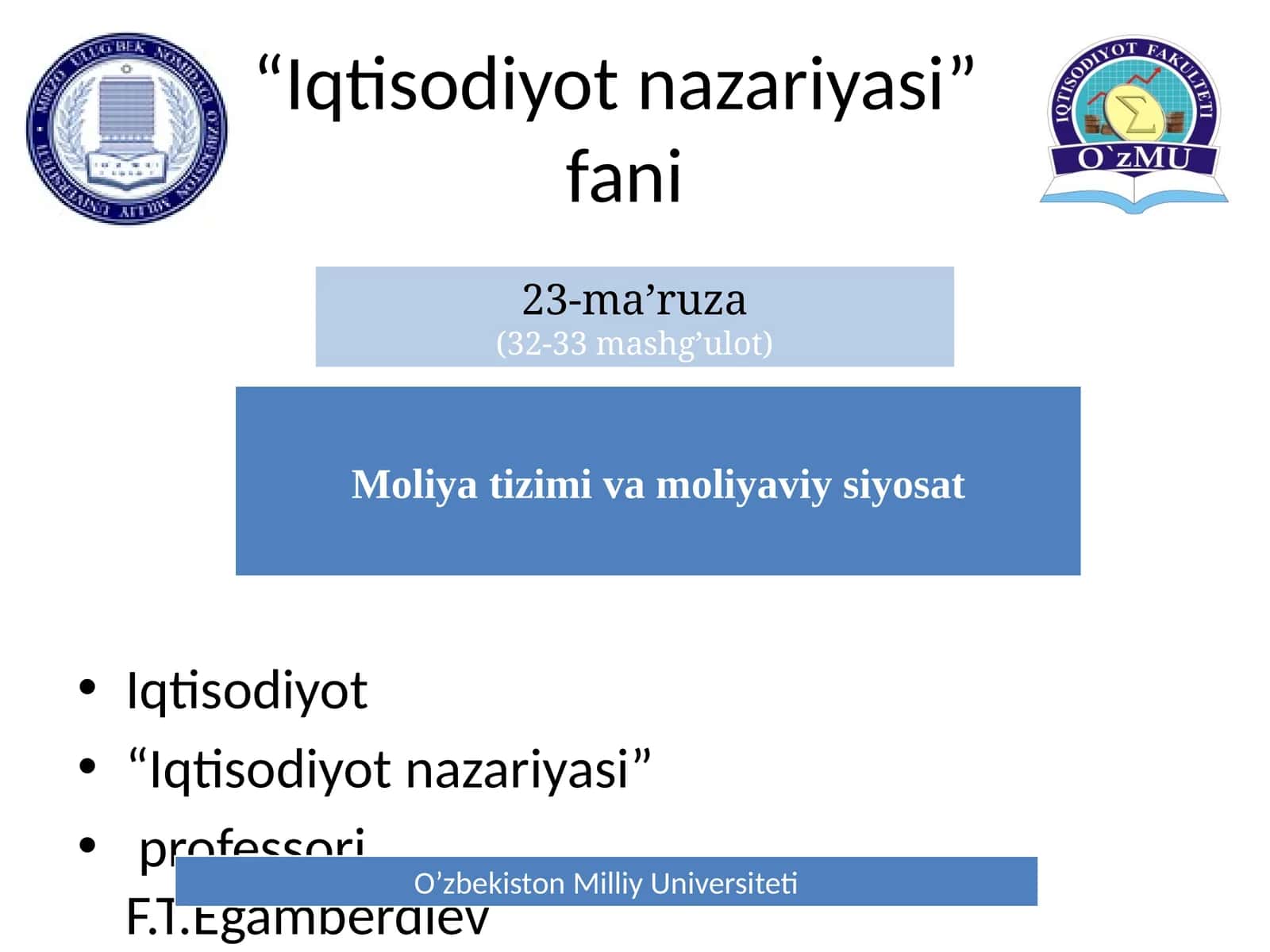 "Iqtisodiyot nazariyasi" fani