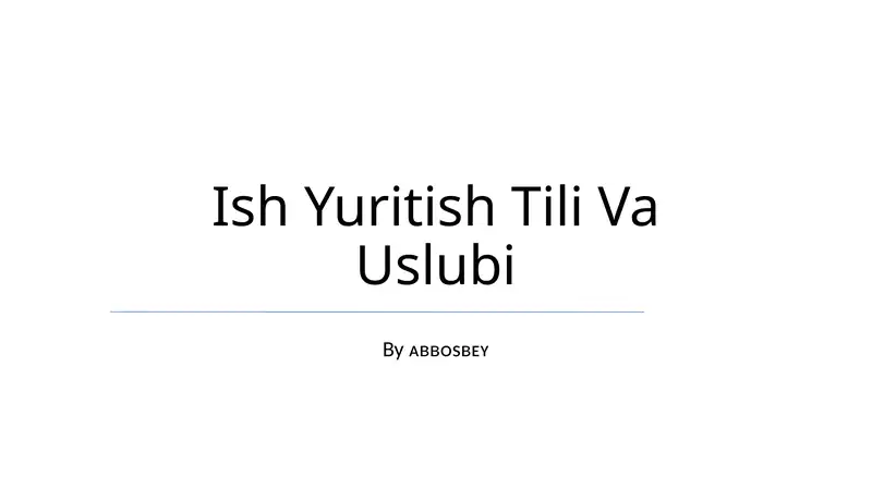 Ish Yuritish Tili Va Uslubi