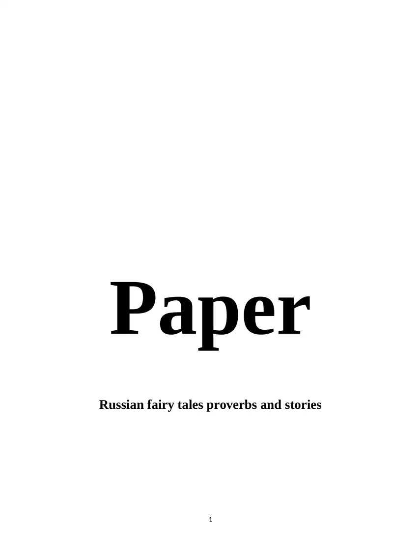 Russian fairy tales proverbs and stories