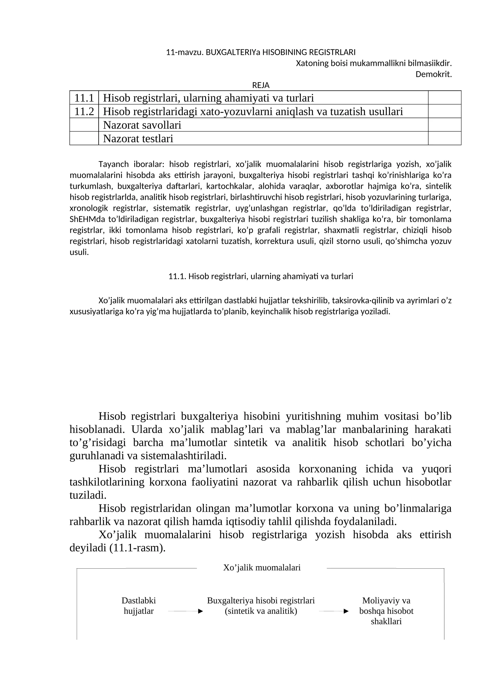 BUXGALTERIYa HISOBINING REGISTRLARI
