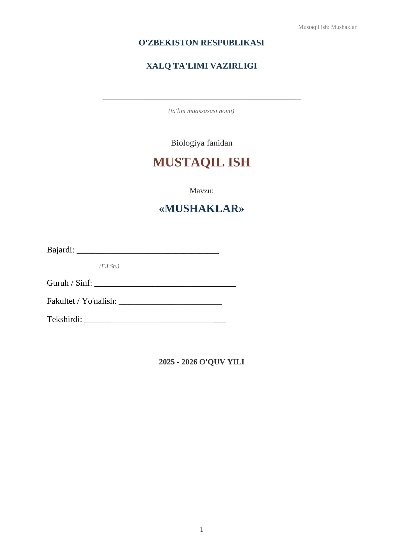 Muskullar mustaqil ish