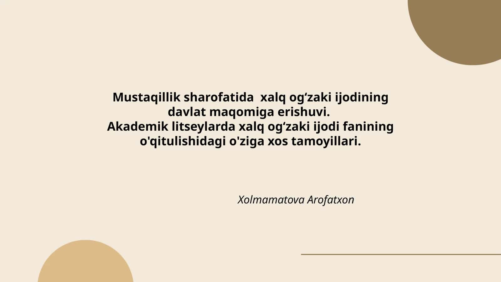 Xolmamatova Arofatxon