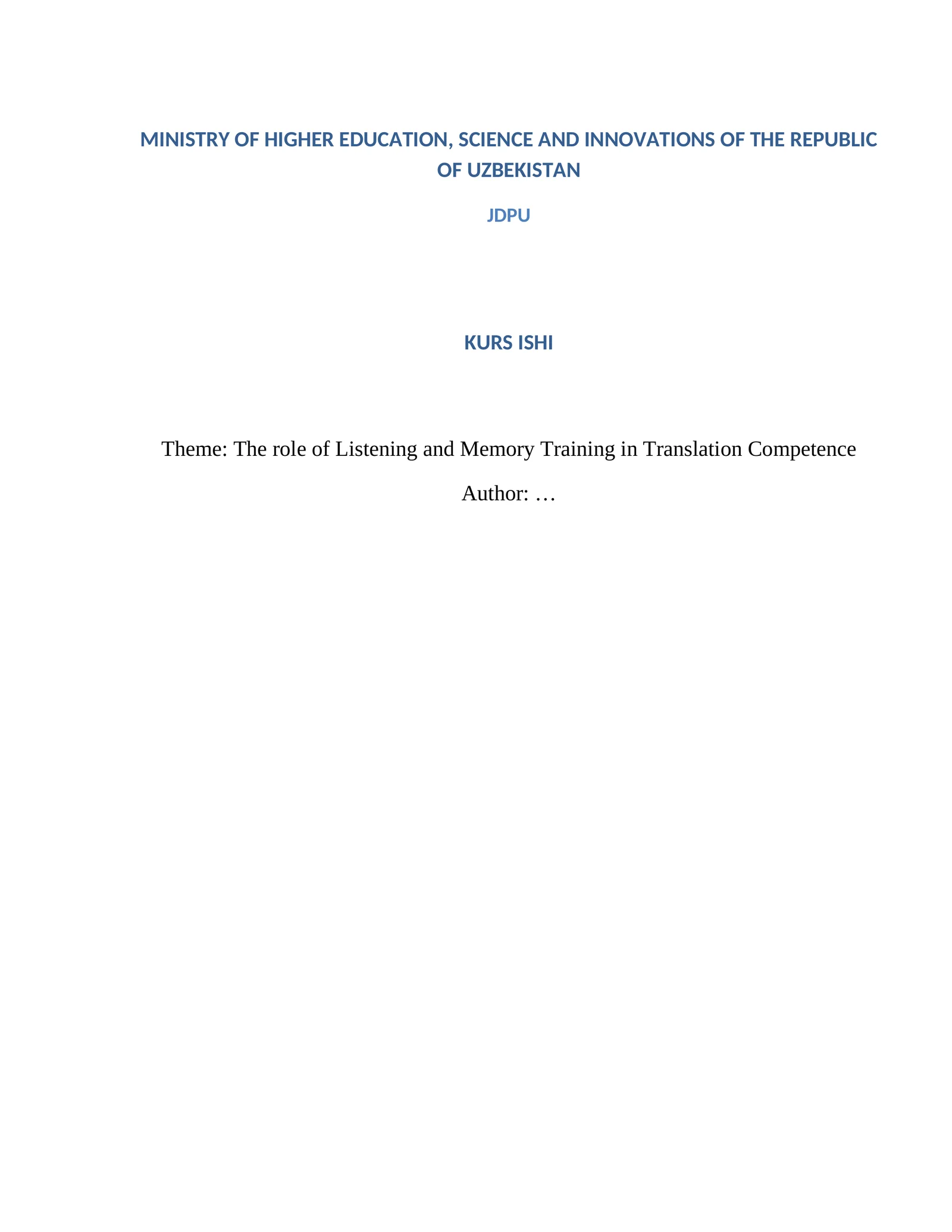 The role of Listening and Memory Training in Translation Competence