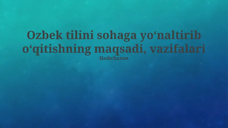 Mutaxassislashtirilgan sohada o'zbek tilini o'qitish