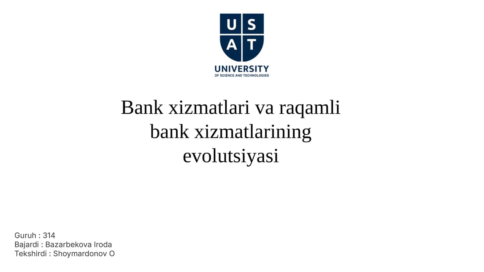 Bank Xizmatlarining Evolutsiyasi