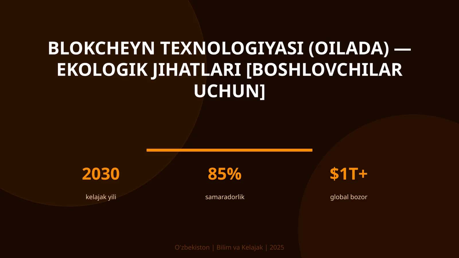 Blokcheyn texnologiyasi (oilada) — ekologik jihatlari [boshlovchilar uchun]