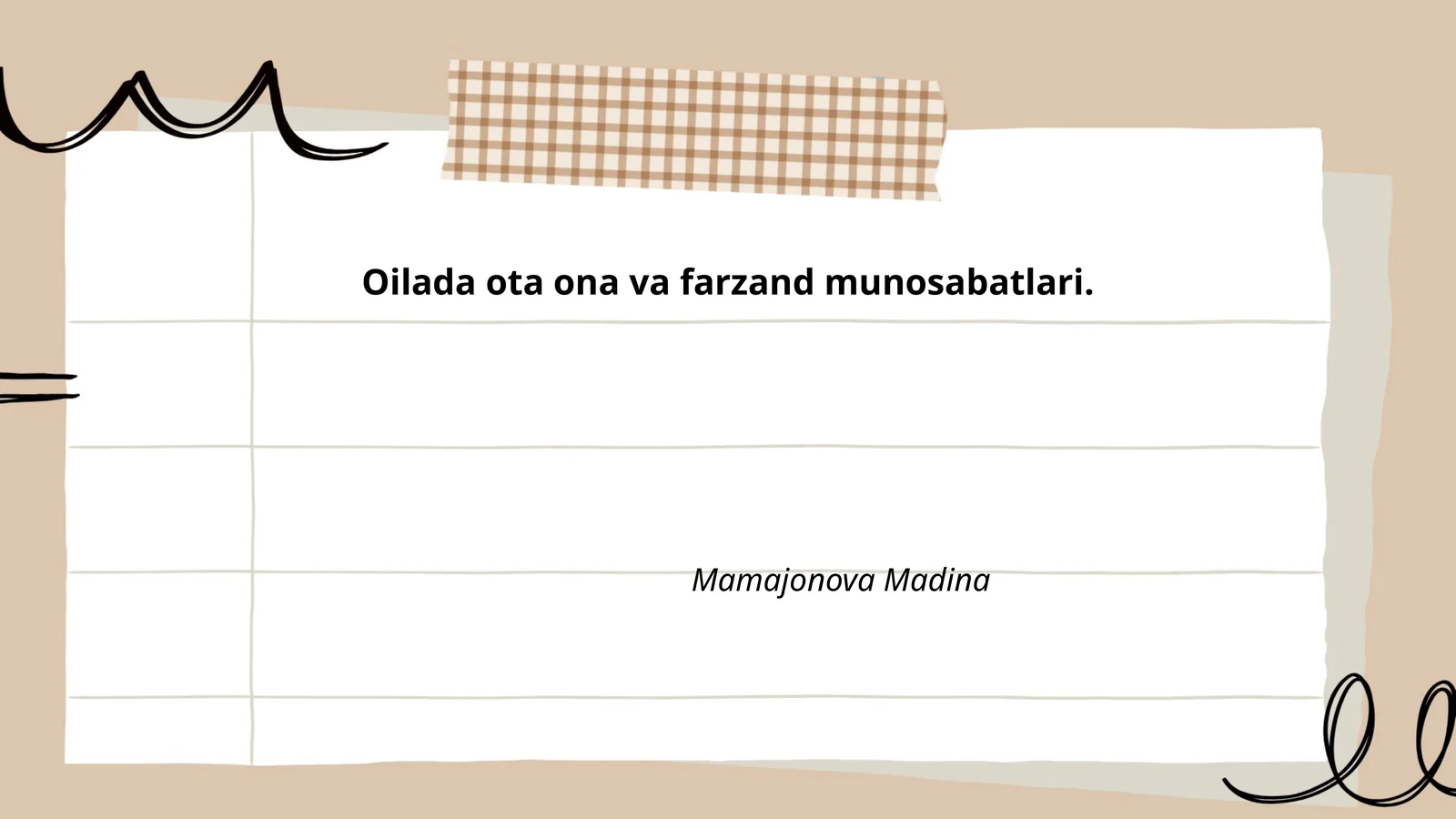 Oilada ota ona va farzand munosabatlari