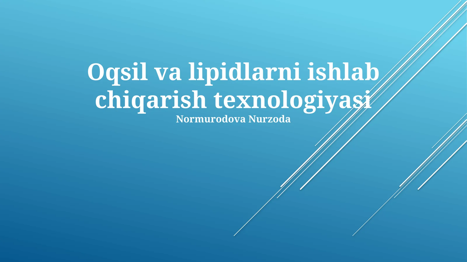 Oqsil va lipidlarni ishlab chiqarish texnologiyasi