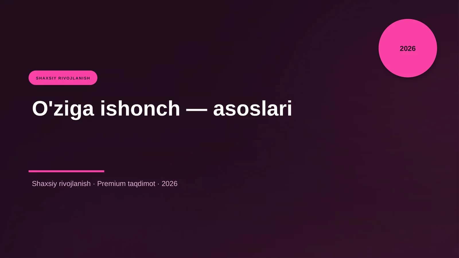 O'ziga ishonch — asoslari