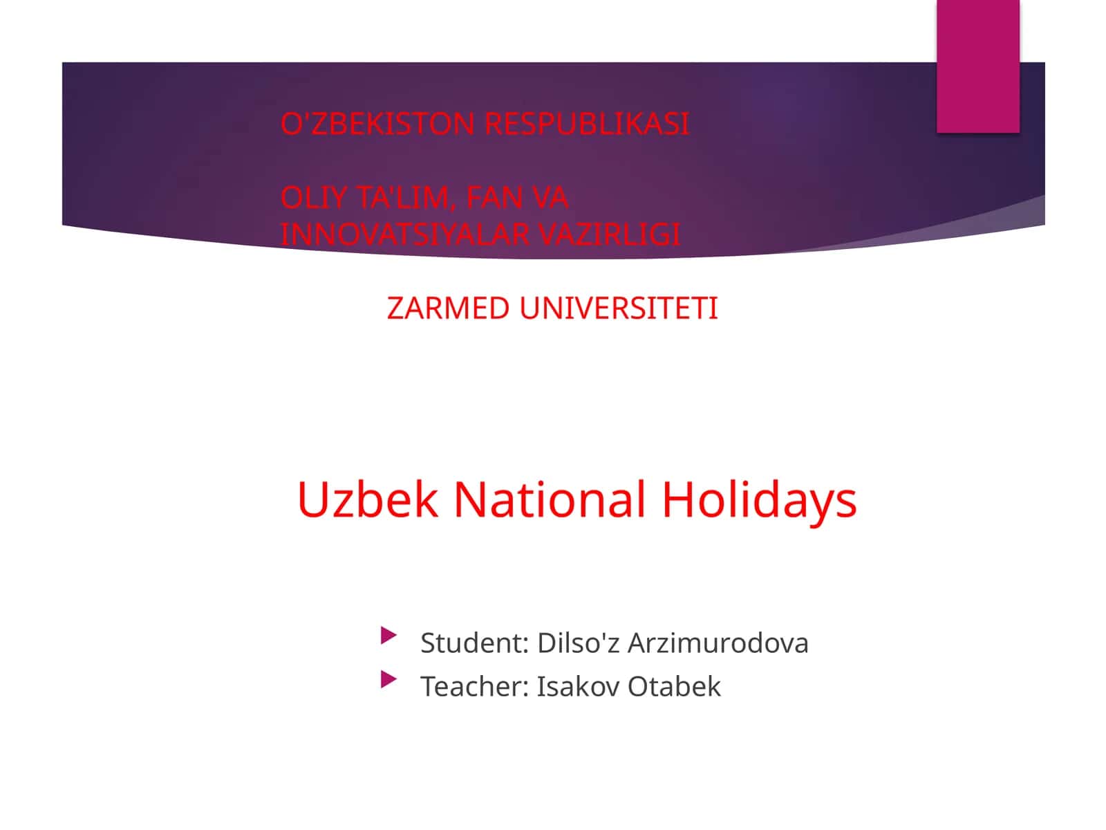 Uzbek National Holidays