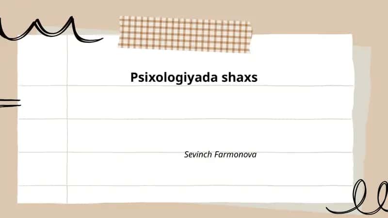 Psixologiyada shaxs