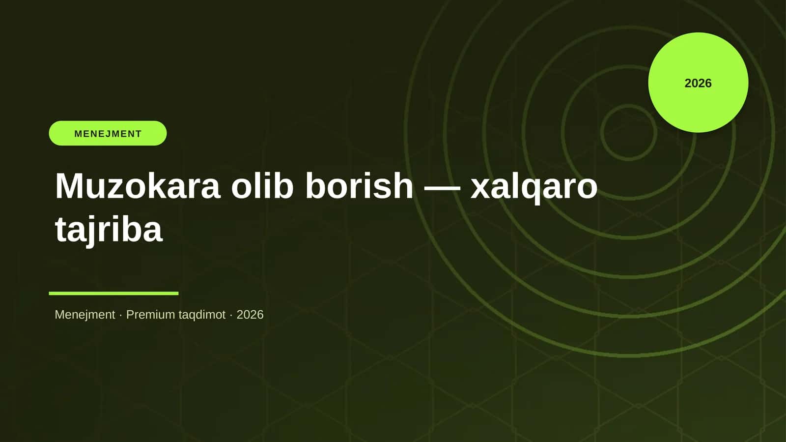 Muzokara olib borish — xalqaro tajriba