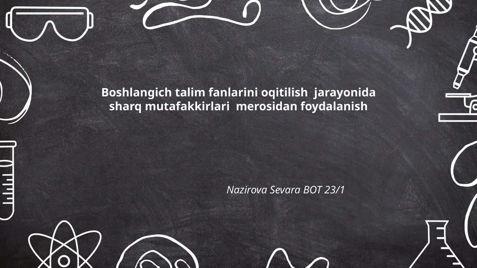 Sharq mutafakkirlari merosi va syonati haqida umumiy tushuncha