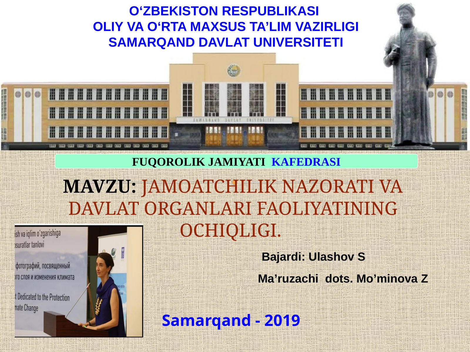 Jamoatchilik Nazorati va Davlat Organlarifaoliyatining Ochiqligi