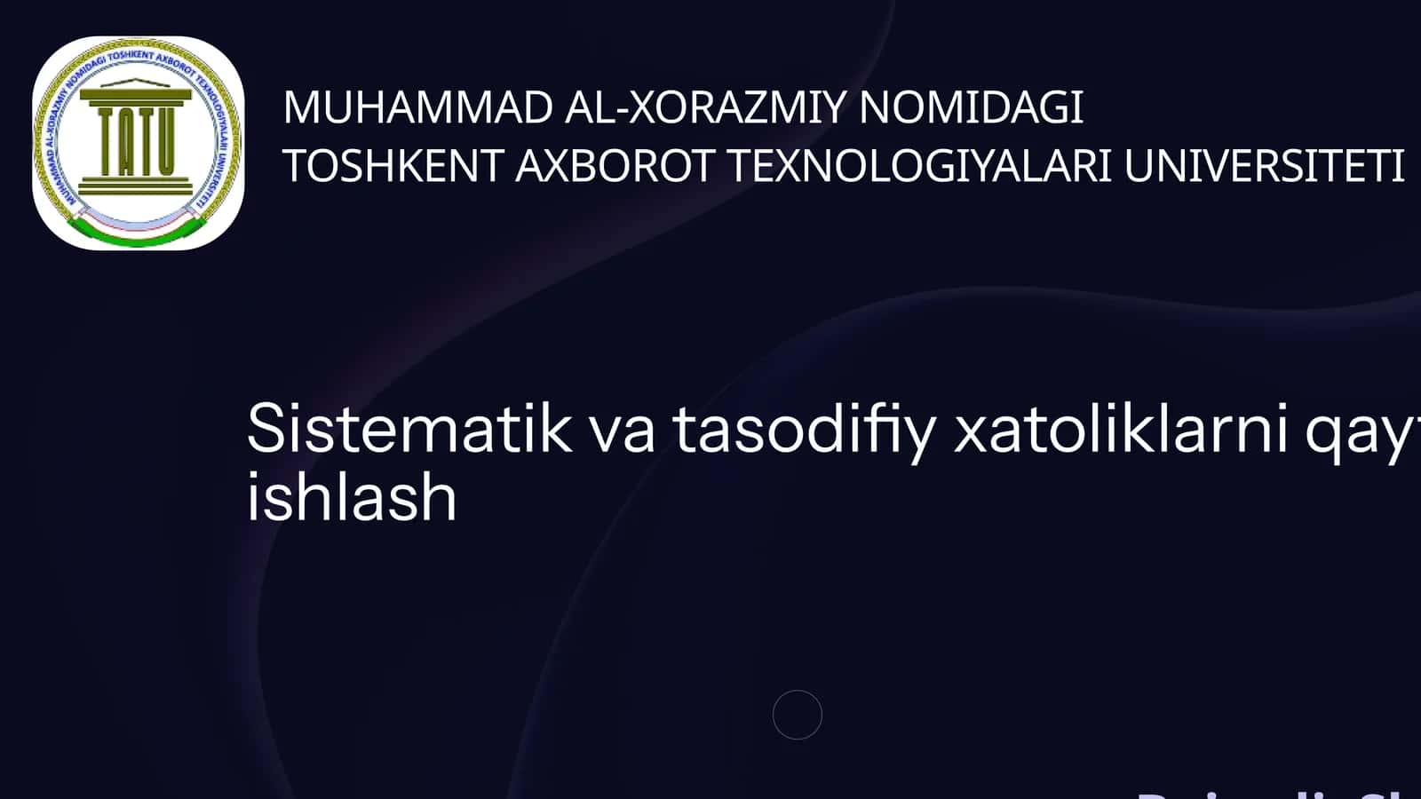 Sistematik va tasodifiy xatoliklarni qayta ishlash