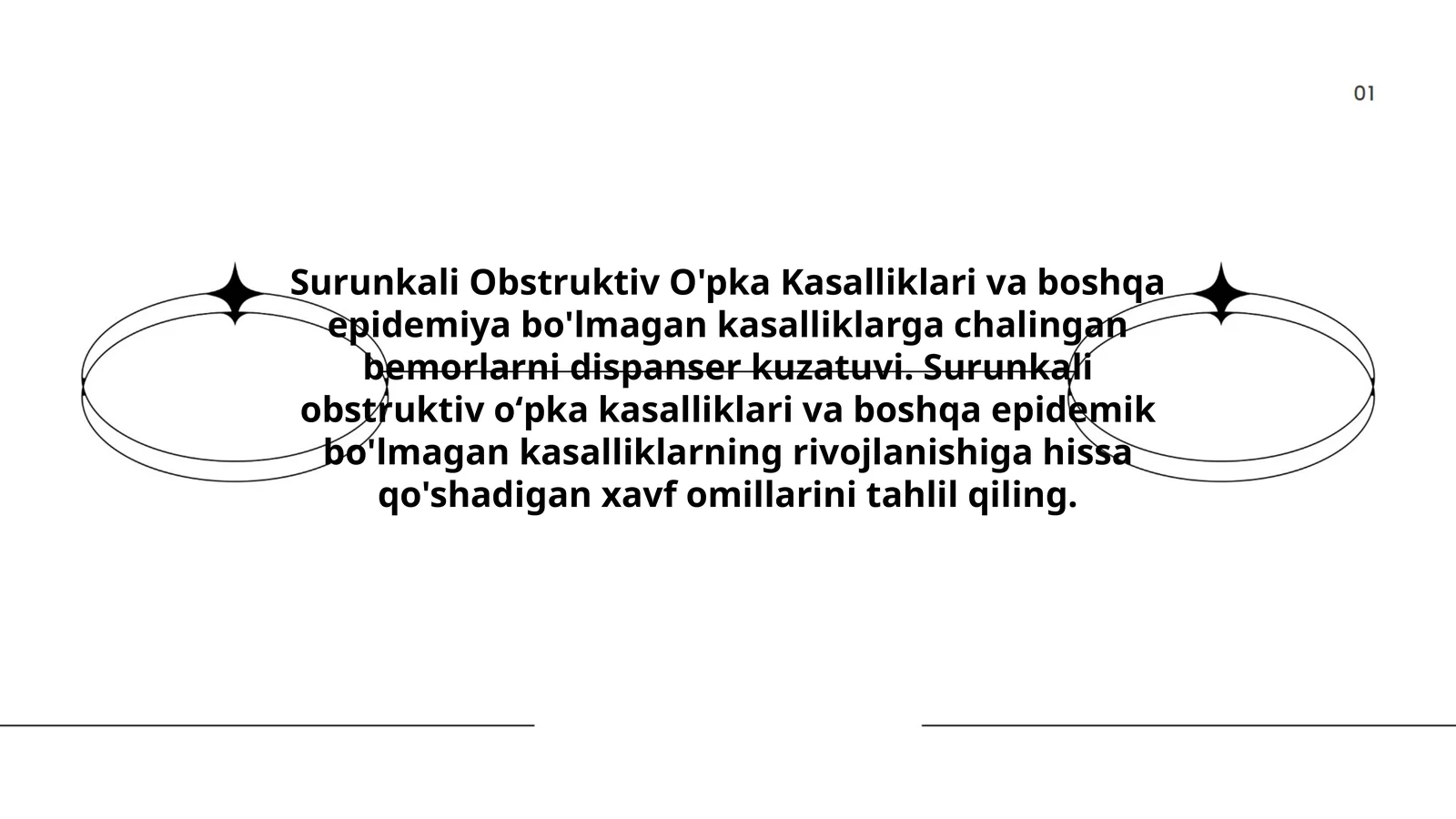 Surunkali Obstruktiv O'pka Kasalliklari va boshqa epidemiya bo'lmagan kasalliklarga chalingan bemorlarni dispanser kuzatuvi