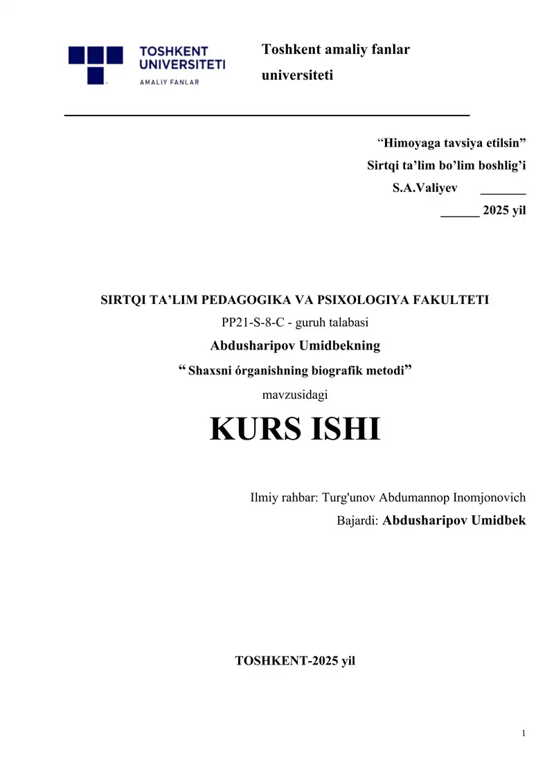 Shaxsni órganishning biografik metodi.