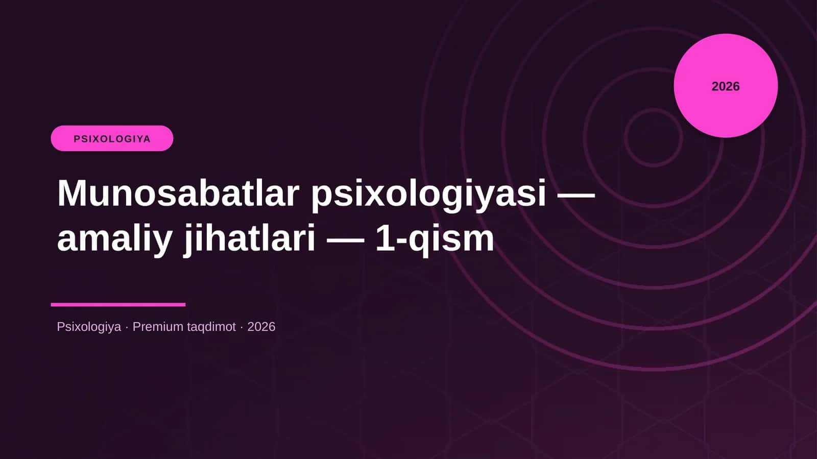 Munosabatlar psixologiyasi — amaliy jihatlari — 1-qism
