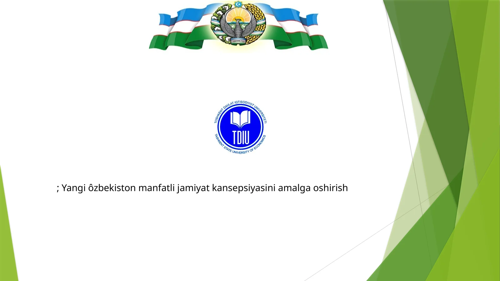 Yangi ôzbekiston manfatli jamiyat kansepsiyasini amalga oshirish