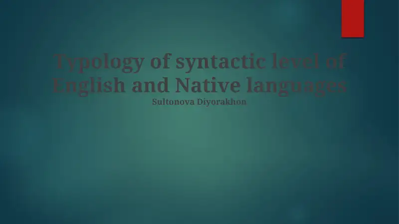 Typology of syntactic level of English and Native languages