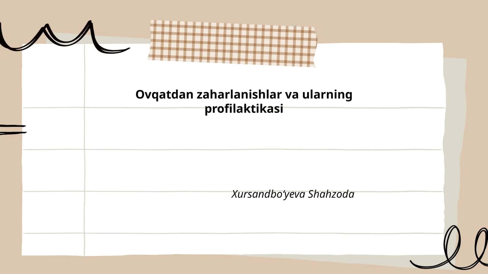 Ovqatdan zaharlanishlar va ularning profilaktikasi
