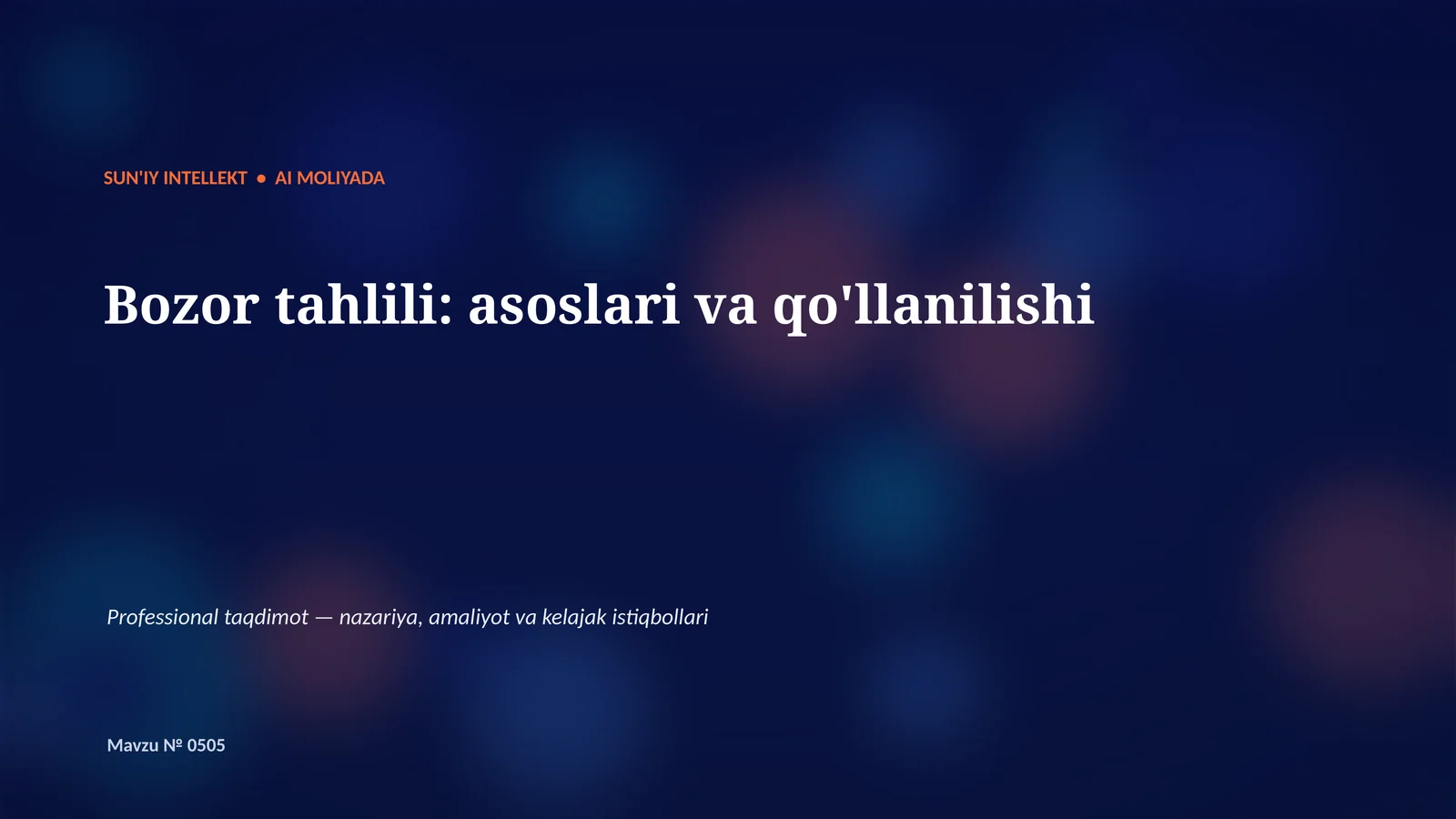 SUN'IY INTELLEKT • AI MOLIYADA