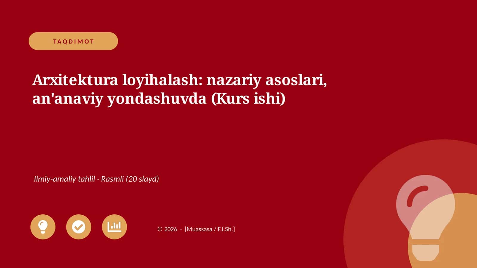 Arxitektura loyihalash: nazariy asoslari, an'anaviy yondashuvda