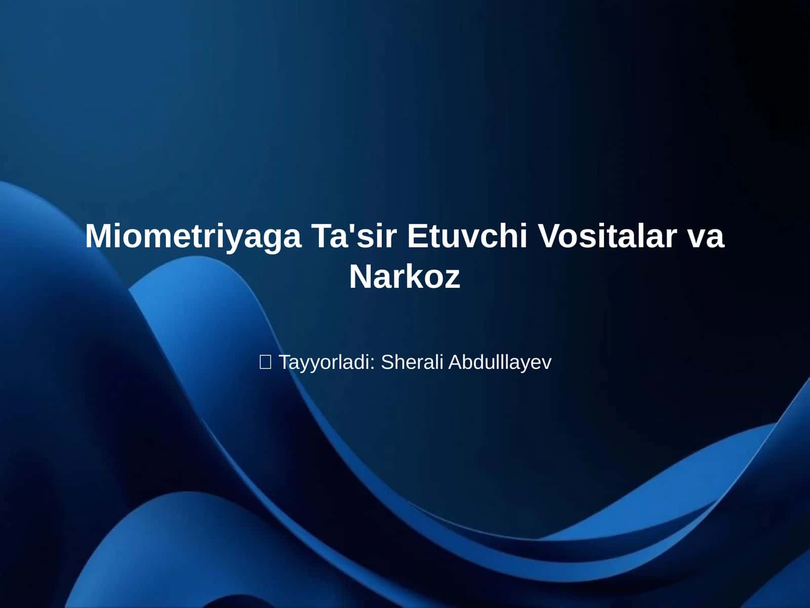 Miometriyaga Ta'sir Etuvchi Vositalar va Narkoz