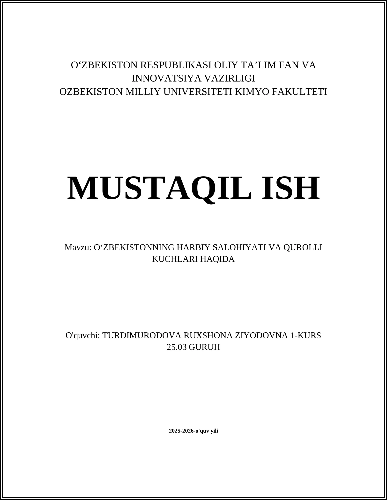 Harbiy salohiyat va qurolli kuchlar haqida